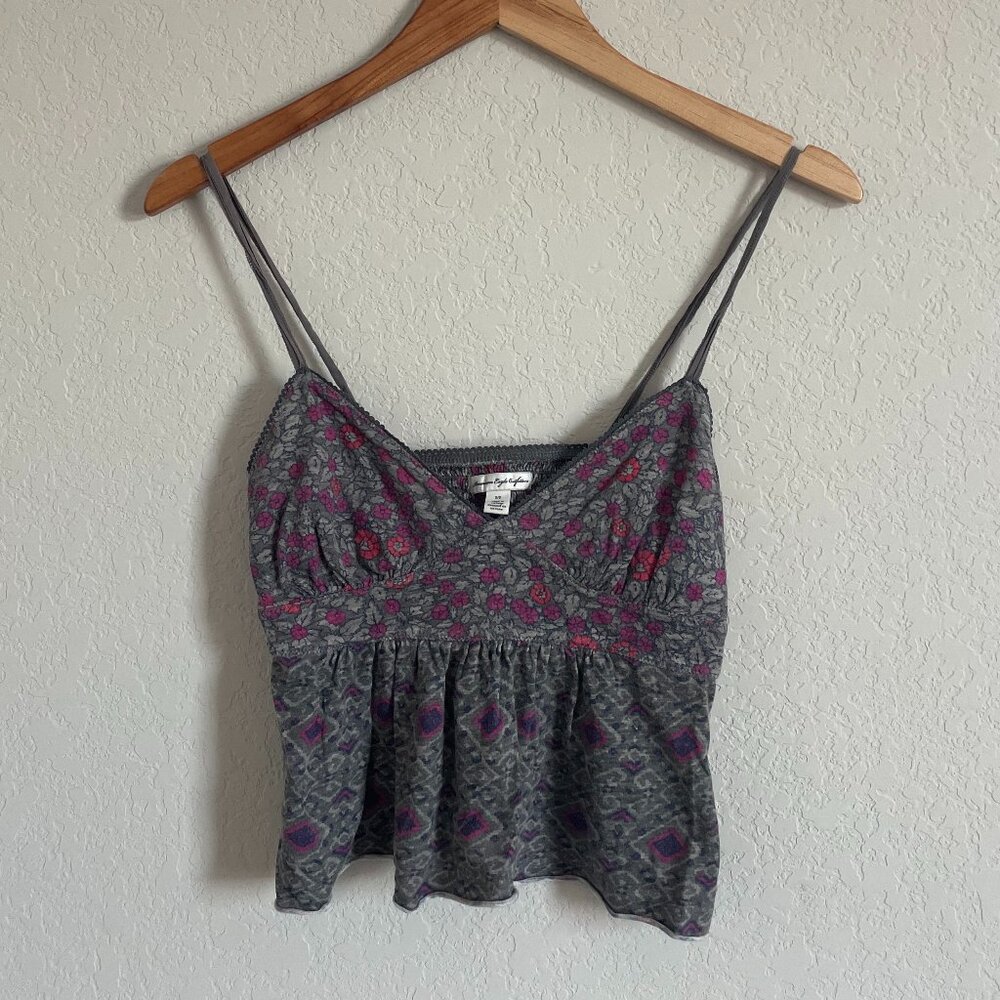 American Eagle cropped floral tank XS